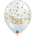 Loftus International 11 in. Confetti Dots Around Diamond Clear with Gold Ink Balloon, 2PK Q5-5450